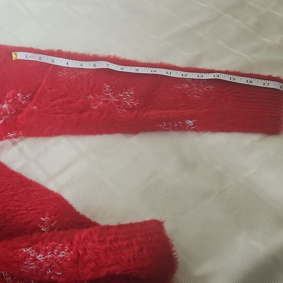 Torrid Eyelash Lurex Crew Pullover Sweater With Snowflake Red & Silver 1X 14-16 - Picture 12 of 16